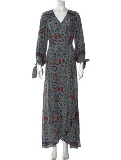 Pre-owned Natalie Martin Silk Long Dress In Blue