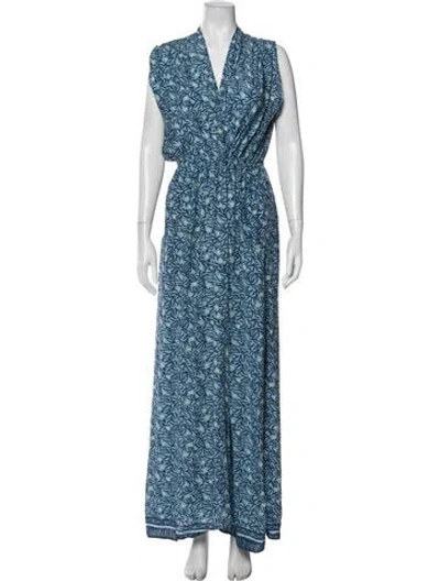 Pre-owned Natalie Martin Silk Long Dress In Blue