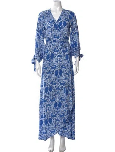 Pre-owned Natalie Martin Silk Long Dress In Blue