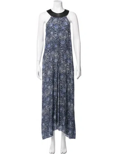 Pre-owned Natalie Martin Silk Long Dress In Blue