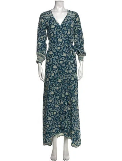 Pre-owned Natalie Martin Silk Long Dress In Blue