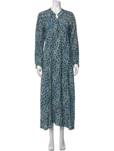Pre-owned Natalie Martin Silk Long Dress In Blue