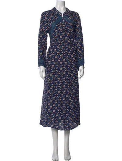 Pre-owned Natalie Martin Silk Long Dress In Blue