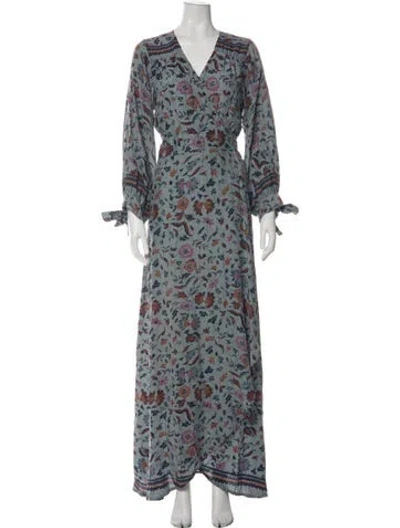 Pre-owned Natalie Martin Silk Long Dress In Blue