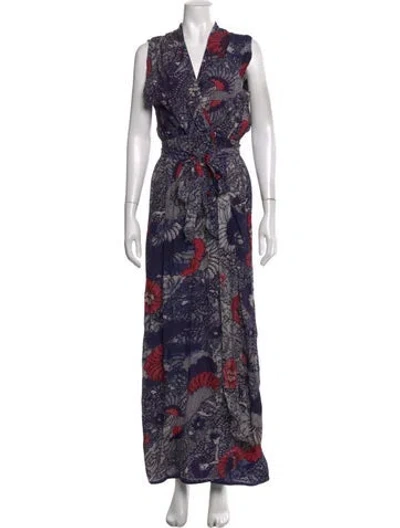 Pre-owned Natalie Martin Silk Long Dress In Blue