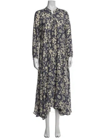 Pre-owned Natalie Martin Silk Long Dress In Blue