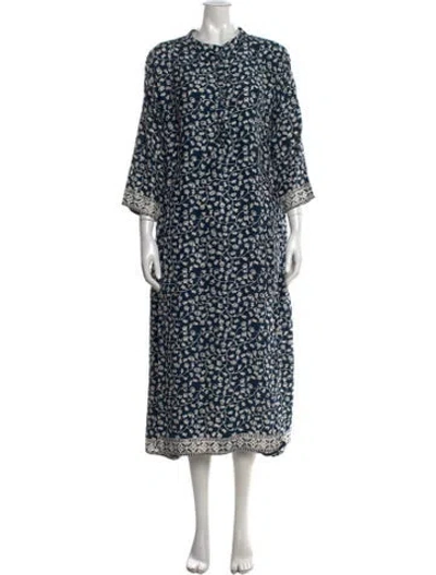 Pre-owned Natalie Martin Silk Long Dress In Blue