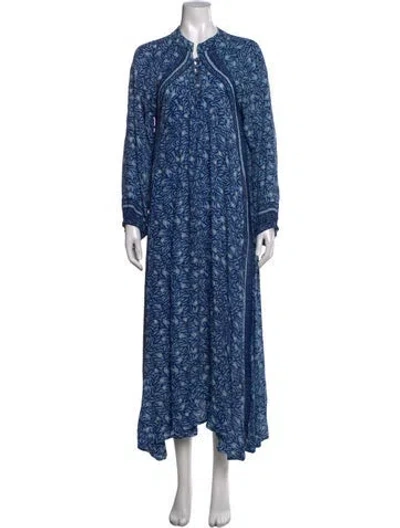 Pre-owned Natalie Martin Silk Long Dress In Blue