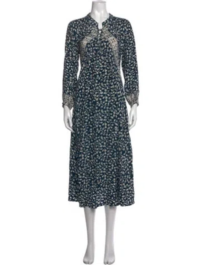 Pre-owned Natalie Martin Silk Long Dress In Blue