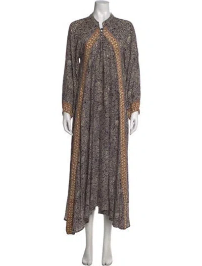 Pre-owned Natalie Martin Silk Long Dress In Blue