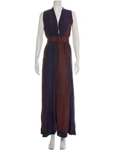 Pre-owned Natalie Martin Silk Long Dress In Blue