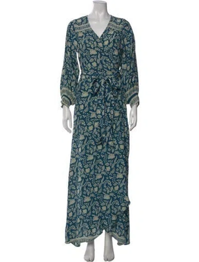 Pre-owned Natalie Martin Silk Long Dress In Blue