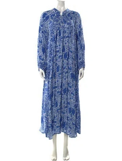 Pre-owned Natalie Martin Silk Long Dress In Blue