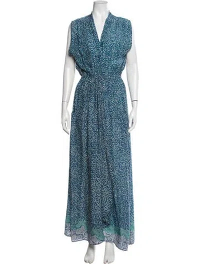 Pre-owned Natalie Martin Silk Long Dress In Blue