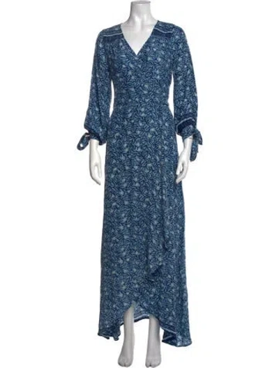 Pre-owned Natalie Martin Silk Long Dress In Blue