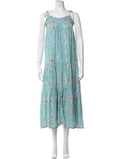 Pre-owned Natalie Martin Silk Long Dress In Blue