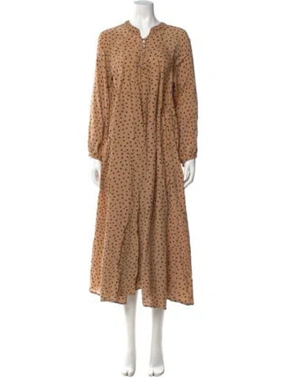 Pre-owned Natalie Martin Silk Long Dress In Brown