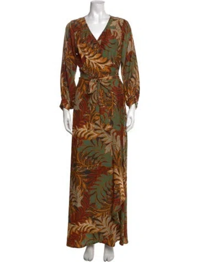 Pre-owned Natalie Martin Silk Long Dress In Brown