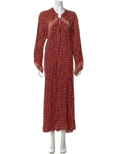 Pre-owned Natalie Martin Silk Long Dress In Brown