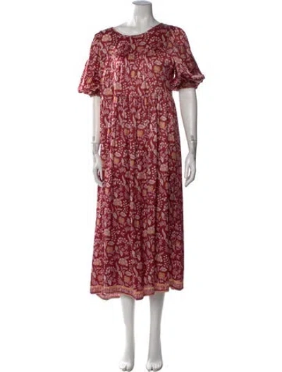 Pre-owned Natalie Martin Silk Long Dress In Burgundy
