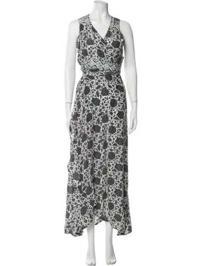 Pre-owned Natalie Martin Silk Long Dress In Gray