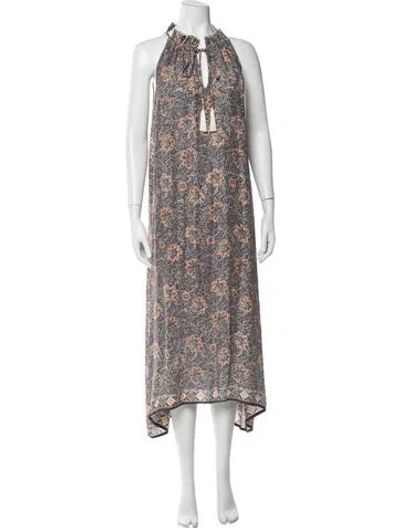 Pre-owned Natalie Martin Silk Long Dress In Gray