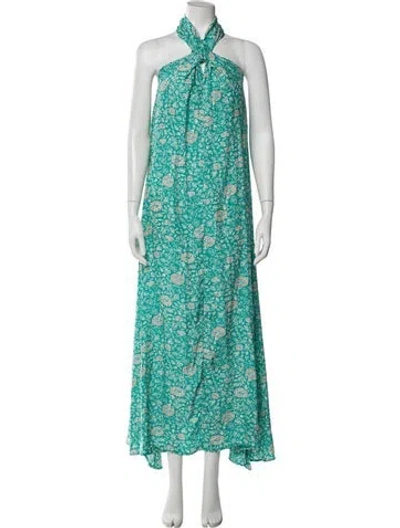Pre-owned Natalie Martin Silk Long Dress In Green