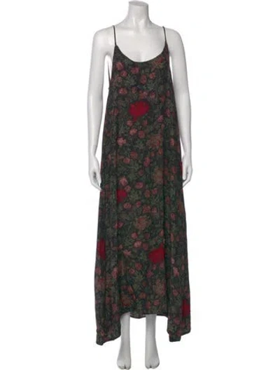 Pre-owned Natalie Martin Silk Long Dress In Green