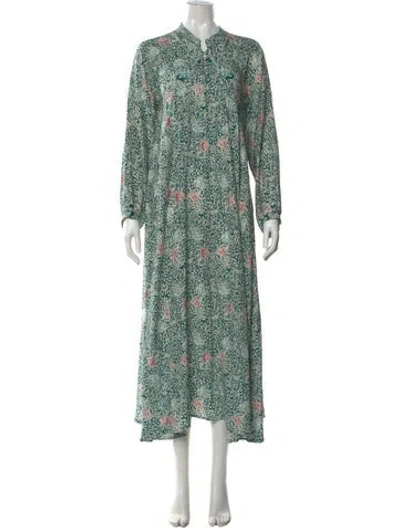 Pre-owned Natalie Martin Silk Long Dress In Green