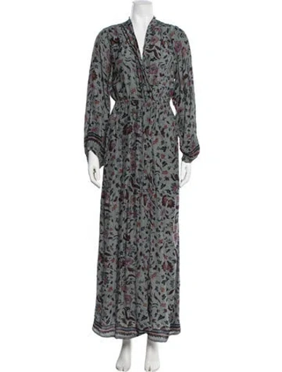 Pre-owned Natalie Martin Silk Long Dress In Green