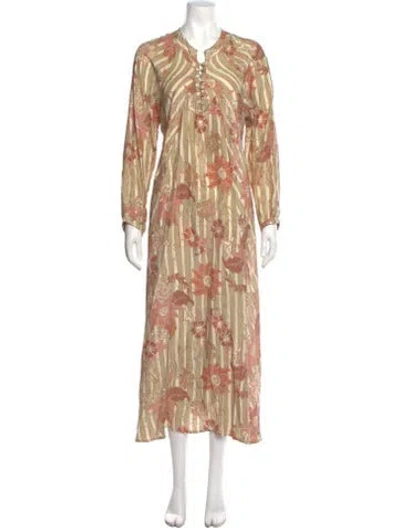 Pre-owned Natalie Martin Silk Long Dress In Green