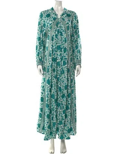Pre-owned Natalie Martin Silk Long Dress In Green