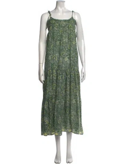 Pre-owned Natalie Martin Silk Long Dress In Green
