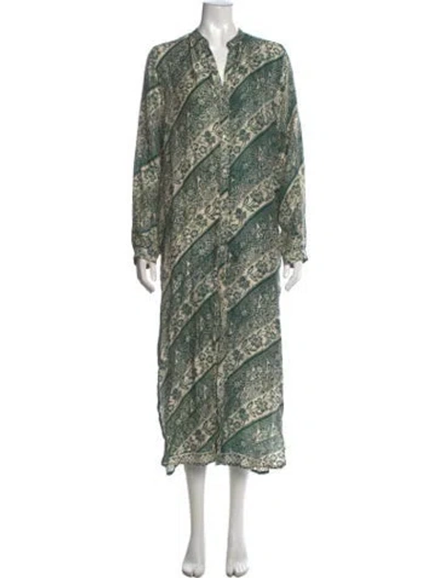 Pre-owned Natalie Martin Silk Long Dress In Green
