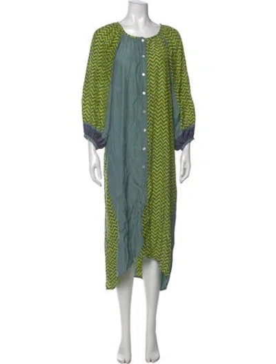 Pre-owned Natalie Martin Silk Long Dress In Green