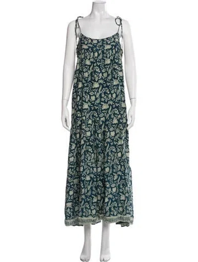 Pre-owned Natalie Martin Silk Long Dress In Green