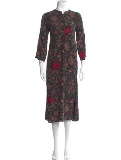 Pre-owned Natalie Martin Silk Long Dress In Multi