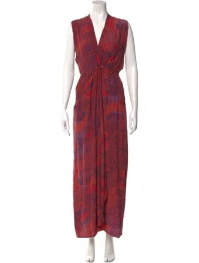 Pre-owned Natalie Martin Silk Long Dress In Multi