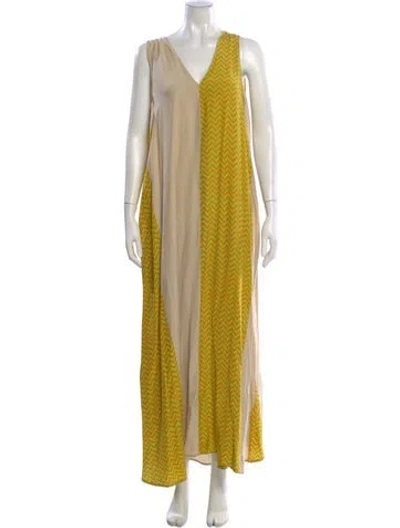 Pre-owned Natalie Martin Silk Long Dress In Multi