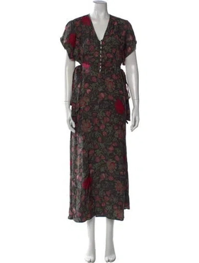 Pre-owned Natalie Martin Silk Long Dress In Multi