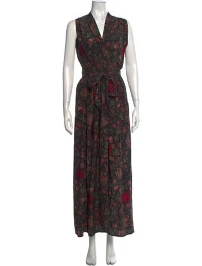 Pre-owned Natalie Martin Silk Long Dress In Multicolor