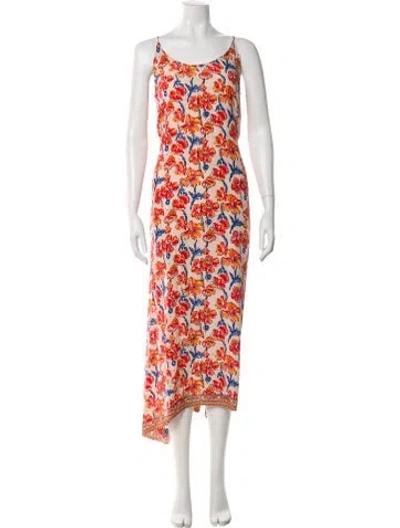 Pre-owned Natalie Martin Silk Long Dress In Neutral