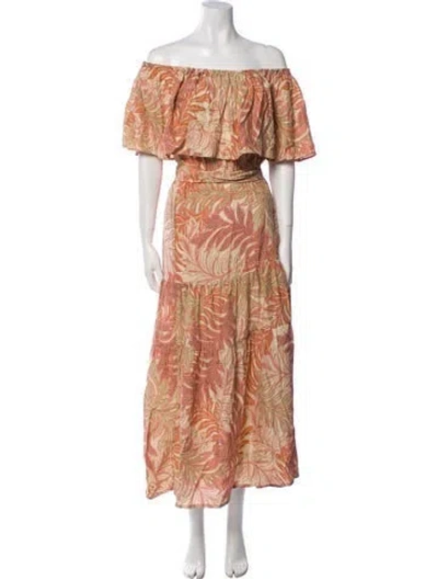 Pre-owned Natalie Martin Silk Long Dress In Neutral