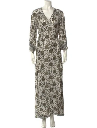 Pre-owned Natalie Martin Silk Long Dress In Neutral