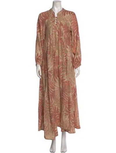 Pre-owned Natalie Martin Silk Long Dress In Neutral