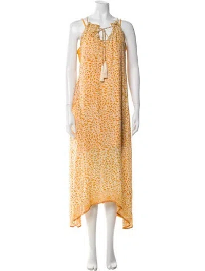 Pre-owned Natalie Martin Silk Long Dress In Neutral