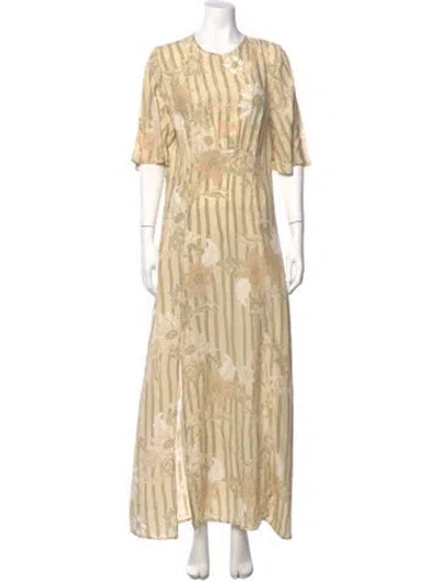 Pre-owned Natalie Martin Silk Long Dress In Neutral