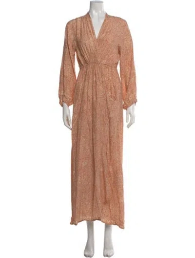 Pre-owned Natalie Martin Silk Long Dress In Neutral