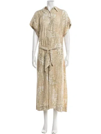 Pre-owned Natalie Martin Silk Long Dress In Neutral