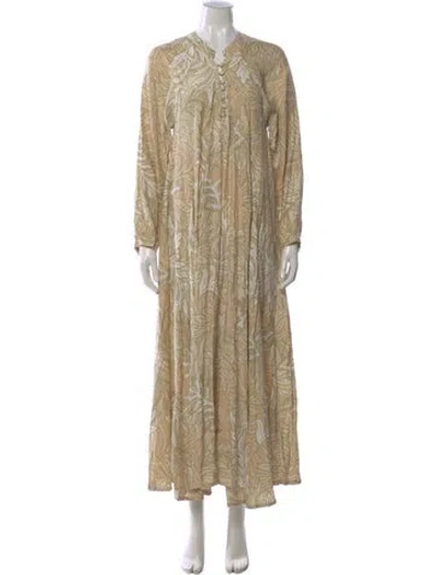 Pre-owned Natalie Martin Silk Long Dress In Neutral